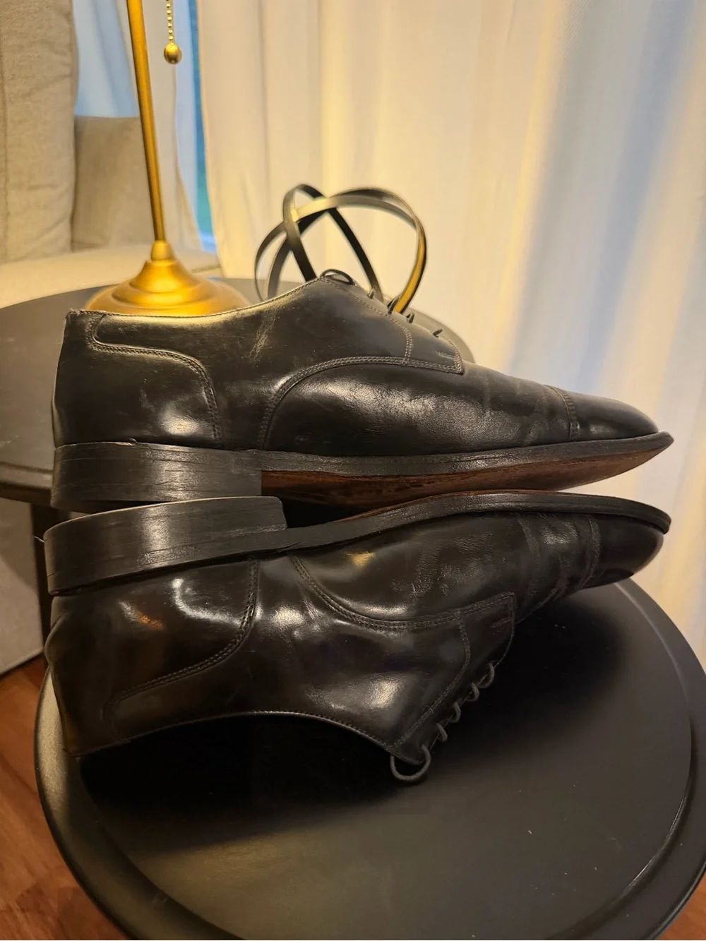 Men’s Bostonian Crown Windsor Leather Black Cap Toe Dress Shoes Size 13